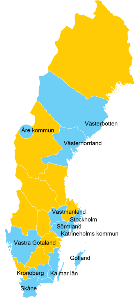 A map of YAM sites in Sweden